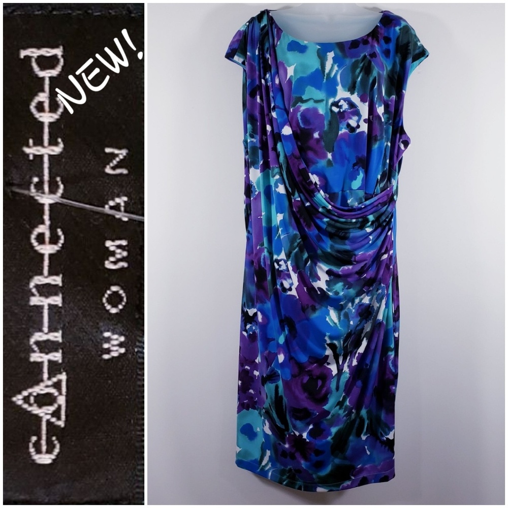 💥NEW💥Connected Woman blue/purple faux wrap  Ldress *size 24W🤍